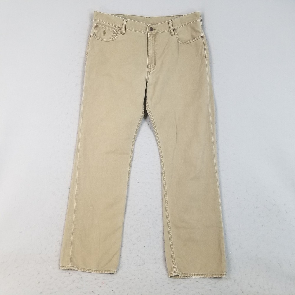 Polo Ralph Lauren Pants Mens 38x34 Tan Authentic Dungarees Khaki Straight Leg